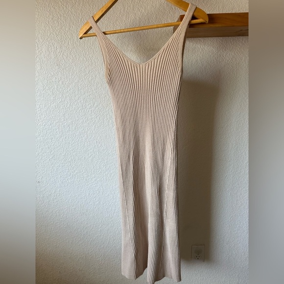 Luca + Grae Dress & Cardigan Sweater Ribbed Body-con Set Tan Size Medium - Picture 6 of 7